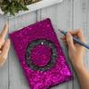 Compagno Sequin Notebook, Reversible Design, for School, Festivals & Disco, Pink/Silver view 3
