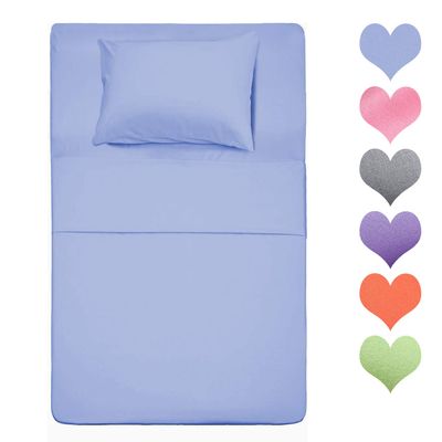 Homrealistic Collection 400 Thread Count Cotton Bedding Set for Double Bed, Violet, 4-Piece, 100% Long-Staple Cotton, Deep-Pocket up to 17 in. (43 cm), Twin Size, Baby Blue