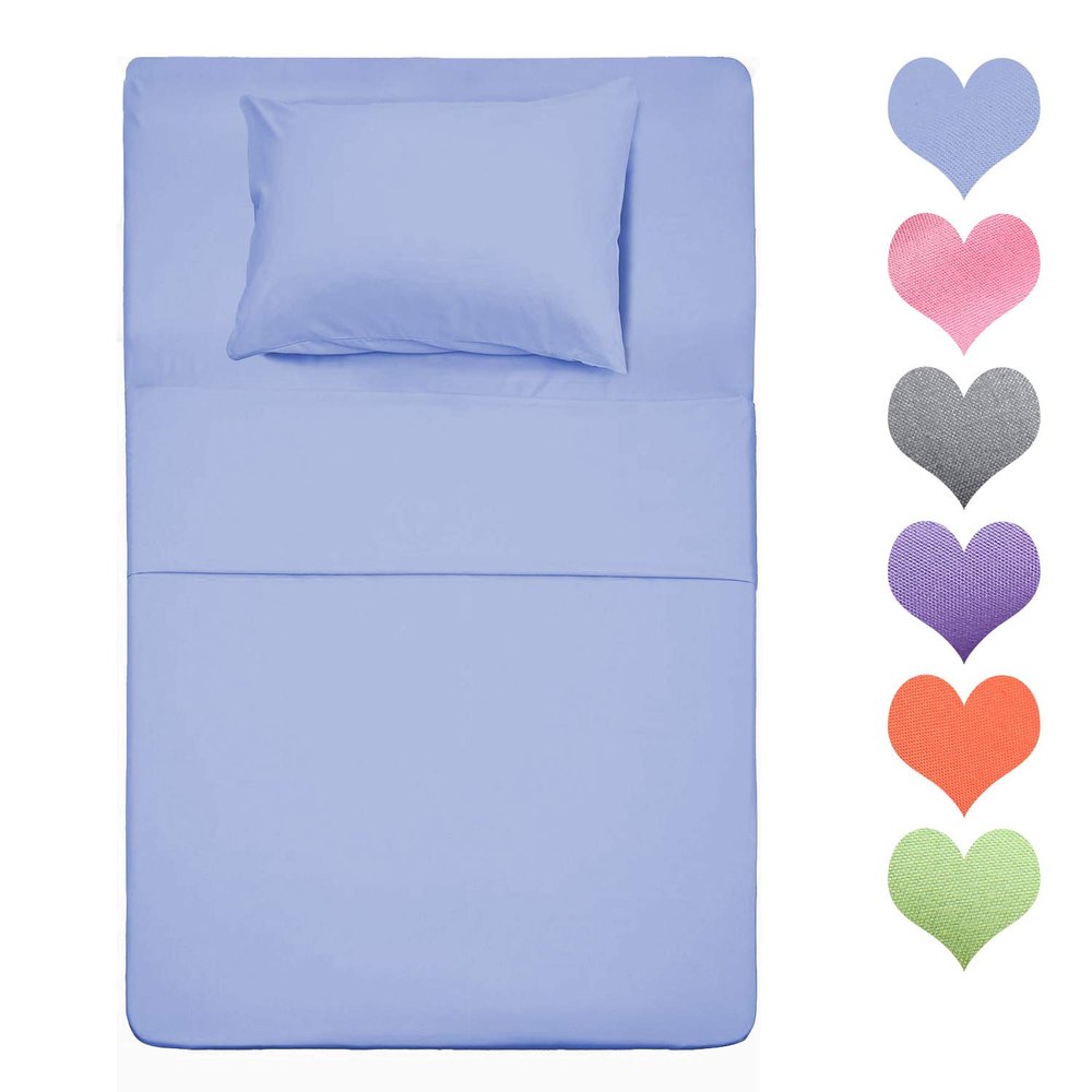 Homrealistic Collection 400 Thread Count Cotton Bedding Set for Double Bed, Violet, 4-Piece, 100% Long-Staple Cotton, Deep-Pocket up to 17 in. (43 cm), Twin Size, Baby Blue