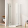 EMKE Shower Enclosure 90 x 100 x 195 cm, Folding Corner Entry, 6 mm Tempered Safety Glass view 1