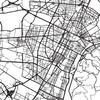 Nacnische Map of Turin in Black and White, A3 Poster with Black Frame view 2
