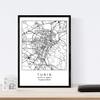 Nacnische Map of Turin in Black and White, A3 Poster with Black Frame view 3