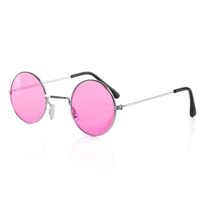 Pink Round Hippie Glasses, 1970s Style, Disco, Lennon, Costume Band Accessory (1 Piece)