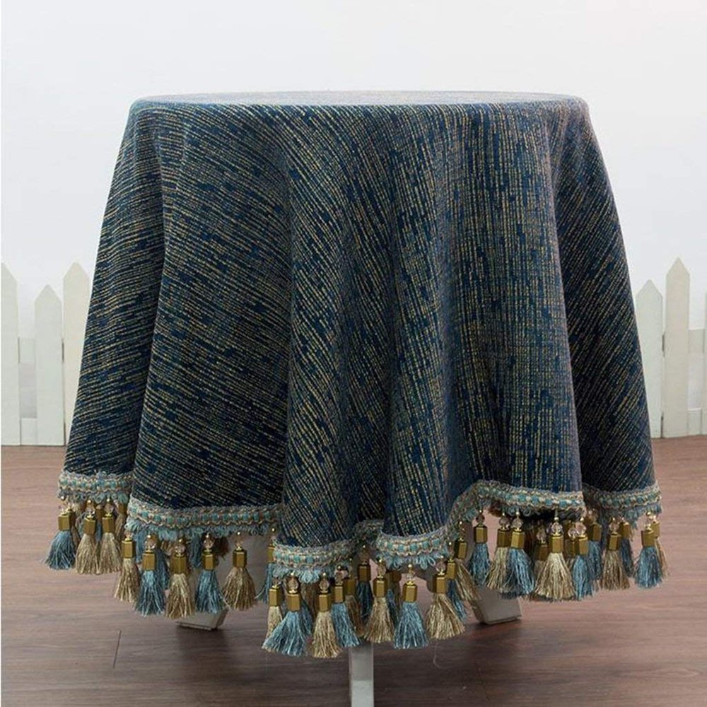 European-Style Chenille Round Tablecloth, 90 × 90 cm, A