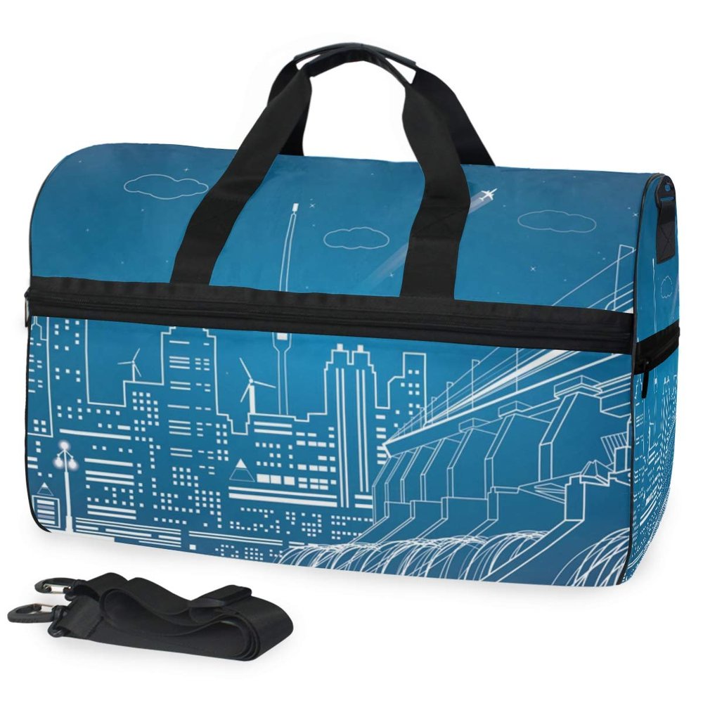 FANTAZIO Fancy City Night Sport Duffle Bag with Adjustable Strap