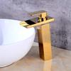 Gold Bathroom Basin Mixer Faucet with Waterfall Spout view 4