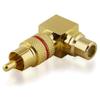 2-Pack RCA L/R Audio Adapters, 90° Angled Male to Female, Gold-Plated Metal, Black view 2