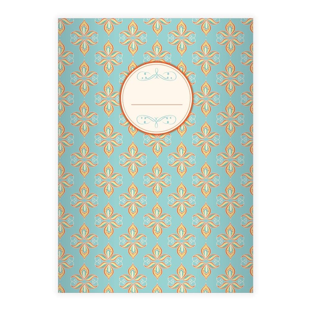 Kartenkaufrausch 2 Elegant Vintage DIN A4 Primary School Notebooks, Floral Paisley, Light Blue Contrast Ruling 2, Grade 2
