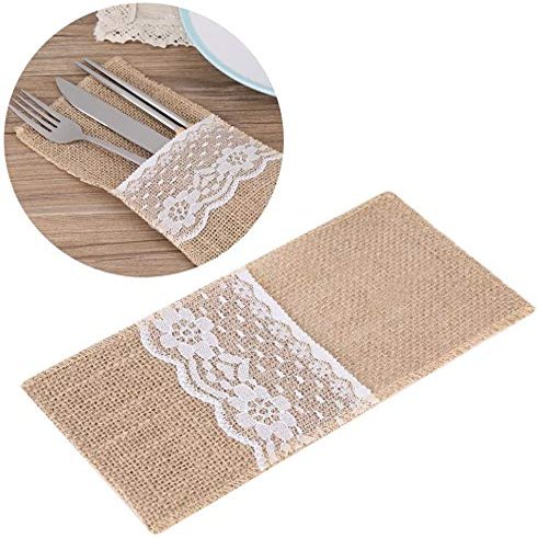 Rustic Jute Cutlery Pouches Set, 10-Piece