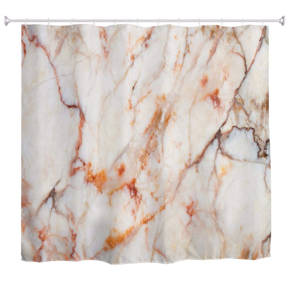 A.Monamour Marble Texture Polyester Shower Curtain Set, 180 x 180 cm
