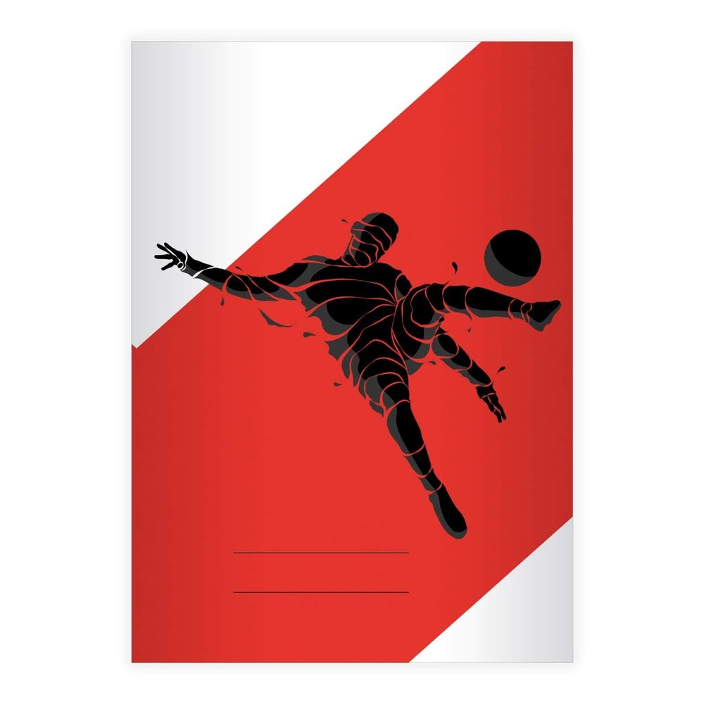 Kartenkaufrausch 2 Stylish Soccer Player DIN A4 Notebooks, Red, Blank, 16 Sheets Each