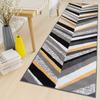 TAPISO Maya Short-Pile Runner Rug, Modern Gray/White/Yellow/Black Stripes, KOTEX, 100 x 440 cm view 1