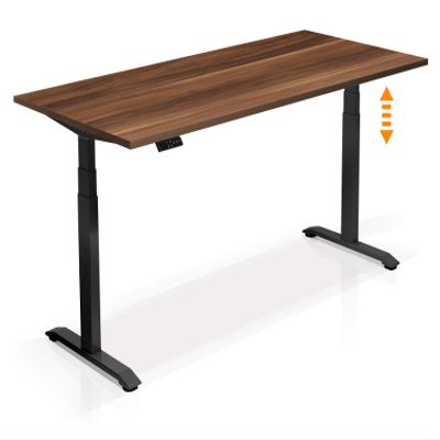 Electric Height-Adjustable Office One Desk with Memory Control and Soft Start/Stop, Decorative Particleboard Top, 120 x 80 cm, Walnut-Colored/Black