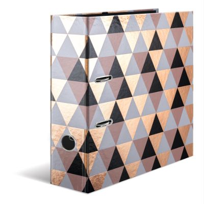 HERMA A4 Pink Gold and Black Binder, 7 cm Wide, Abstract Diamond Design