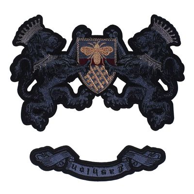 EMDOMO Exquisite Lion Crown Bee Embroidery Iron-On Patches for Clothing Repair, Jackets, T-Shirts, Crafts and Sewing, 1 Set