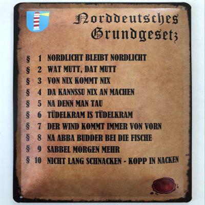 Metal Sign 8 x 12 in, Curved, Northern German Sayings