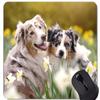 Natural Rubber Mouse Pad with Pet Daffodils Australian Shepherd Print, Stitched Edges view 1