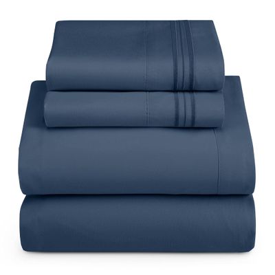 Hearth & Harbor RV Short Queen Bedding Set, Navy Blue, 4-Piece