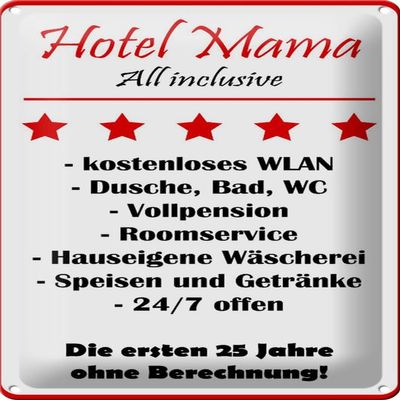 Curved Metal Sign 20 x 30 cm “Hotel Mom All-Inclusive”