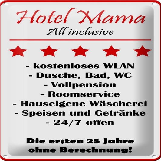 Curved Metal Sign 20 x 30 cm “Hotel Mom All-Inclusive”