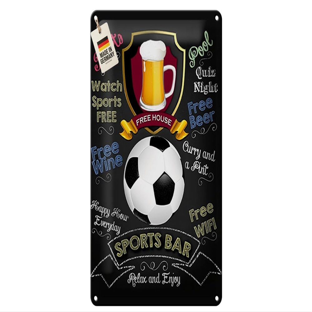 Curved Metal Sign 20 x 30 cm – Sports Bar Football Pub