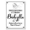 Funny Postcard: Permission to Punch Me if I Turn into a Bridezilla—Will You Be My Bridesmaid, Maid of Honour, Matron, Chief, Junior or Flower Girl? view 1