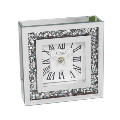 Widdop & Co Hestia Crystal Mantel Clock with Crystal Rim, 15 cm