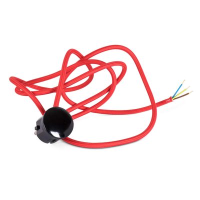 Red Textile Cable Supply Lead with Schuko Plug, H03VV-F 3G0.75 mm², 3 m