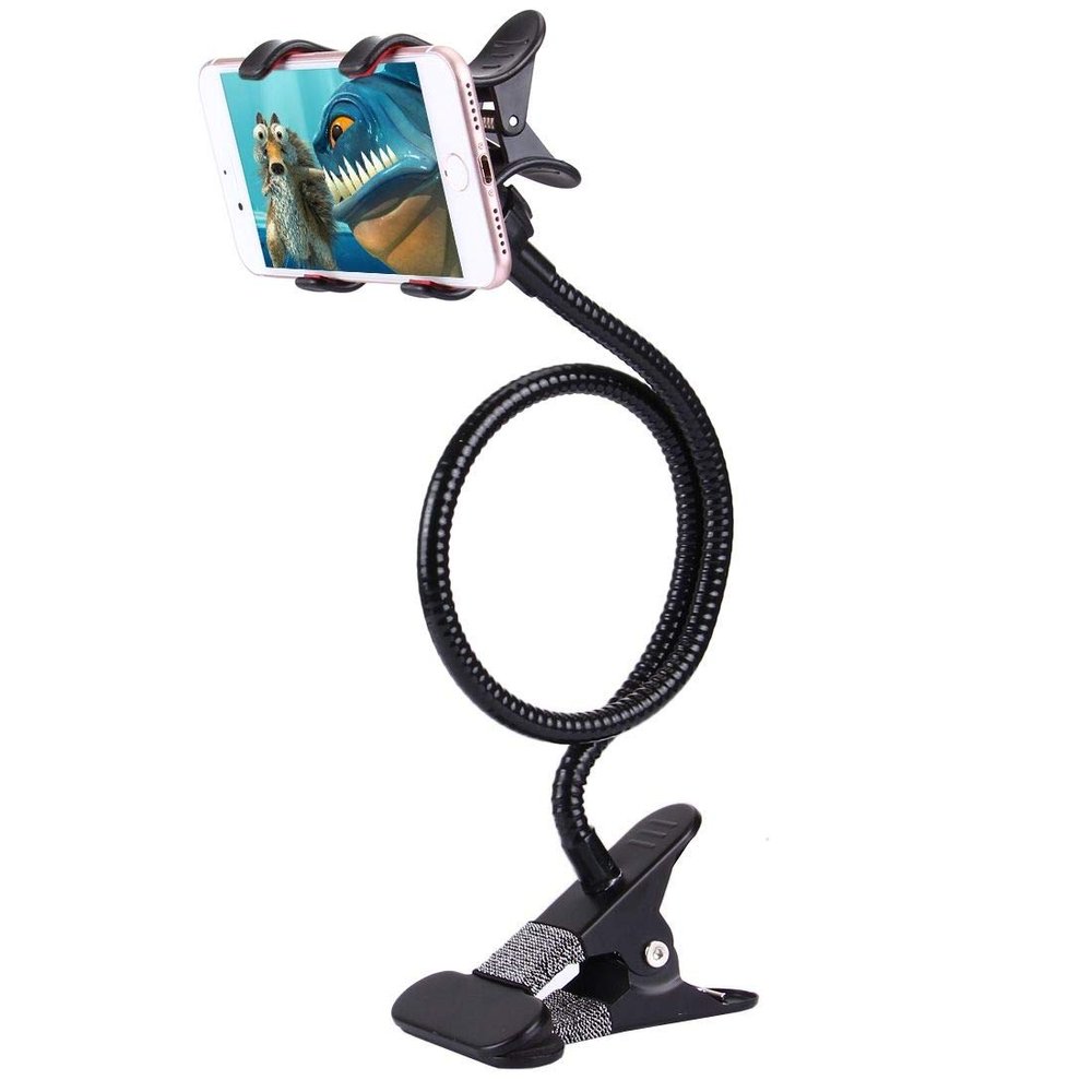 DFV mobile Flexible Metal Long-Arm Holder with Phone Clamp and Desk Clip for ASUS Zenfone Lite L1 G553KL (2019), Black