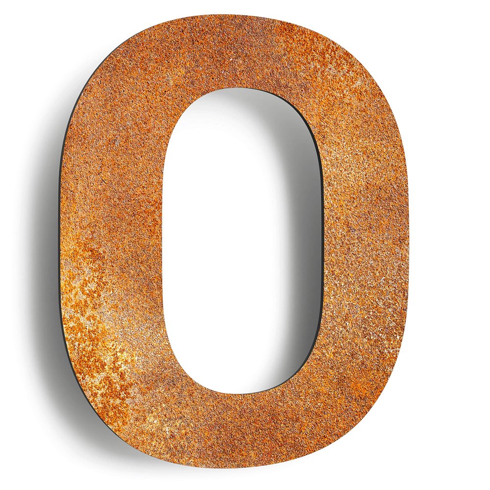 Vintage House Number 0 – Solid, Weather-Resistant, 14 cm – with Mounting Hardware, Retro Design N-01-0-R