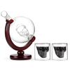 Skeleton Glass Globe Decanter 800 ml with Stopper and 2 Whiskey Glasses view 1