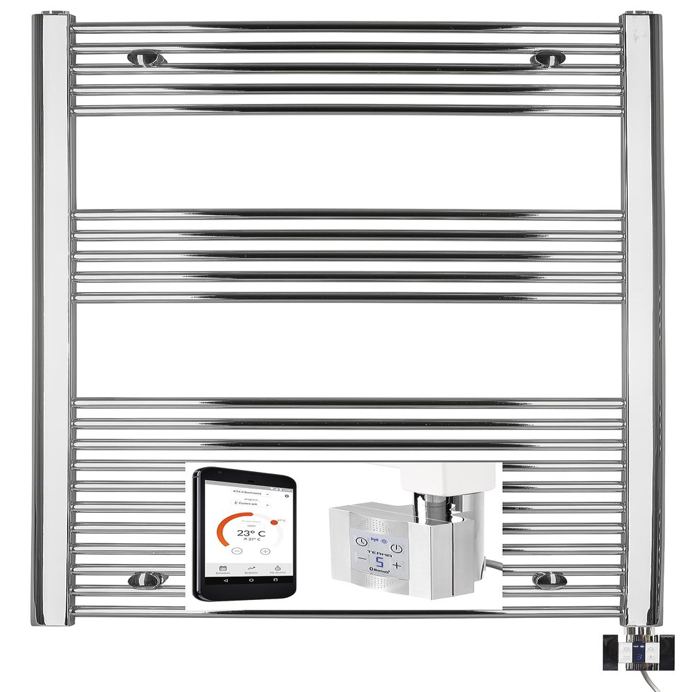 anapont Electric Towel Radiator, 1175 H x 750 W mm, Chrome/Curved