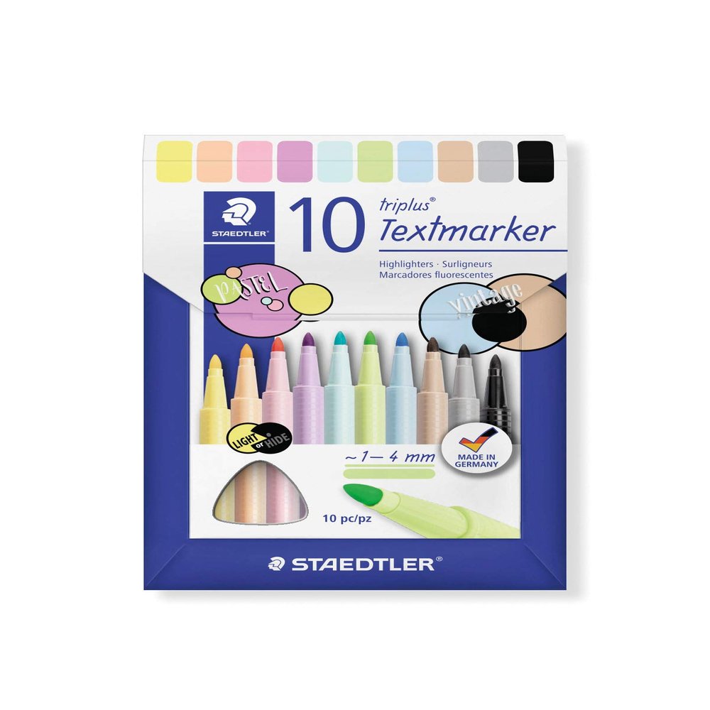 STAEDTLER triplus textsurfer 362 Highlighters, 10-Pack, Pastel