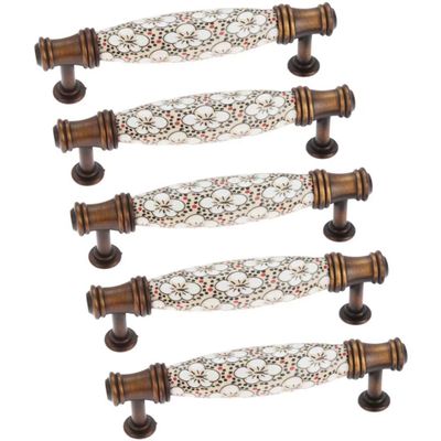 Creatwls 5-Pack Ceramic Cabinet Handles, 96 mm Hole Spacing, Retro Coffee