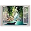 Feeby Canvas Wall Art – Window View of Palm Trees and Sea, 90 x 60 cm, 1-Piece view 2