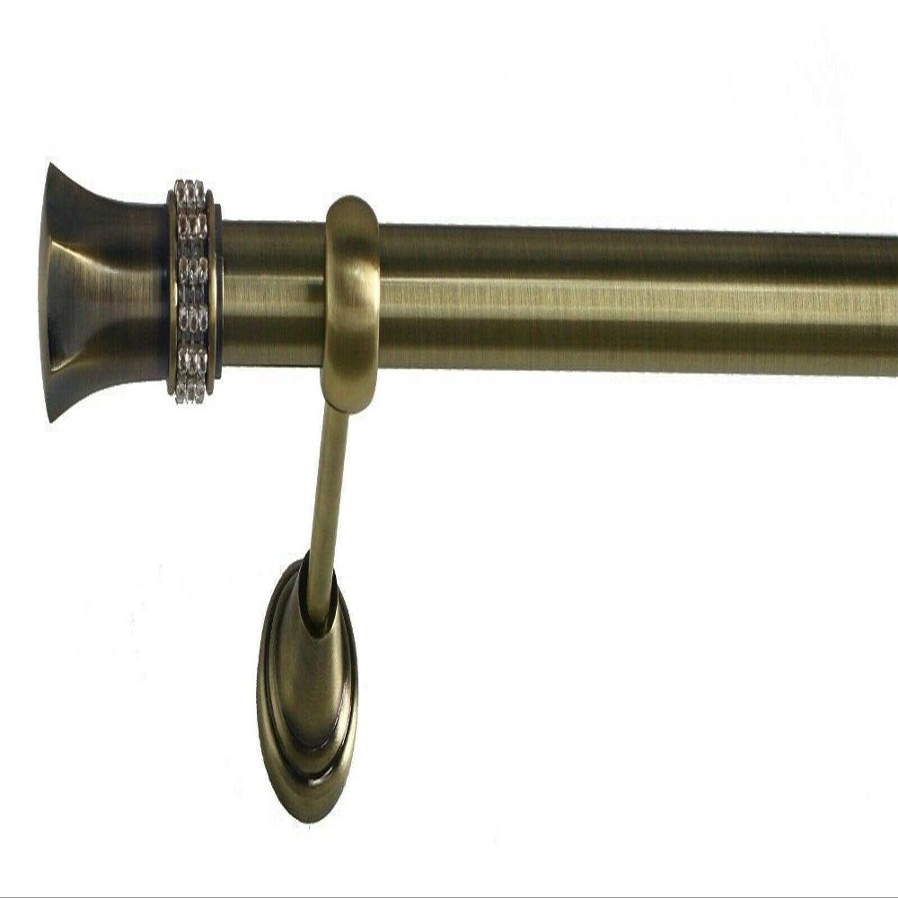 Sento 19 mm Metal Curtain Rod, Single Track, Antique Brass, Classic Dana, 320 cm