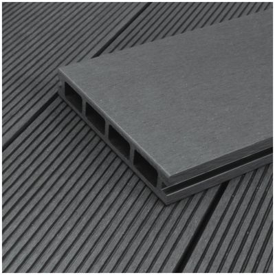 HORI Kuba WPC Decking Complete Set, Hollow-Chamber Profile, Gray, 18 m²