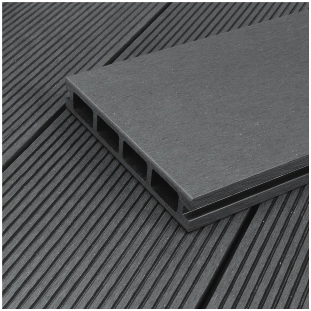 HORI Kuba WPC Decking Complete Set, Hollow-Chamber Profile, Gray, 18 m²