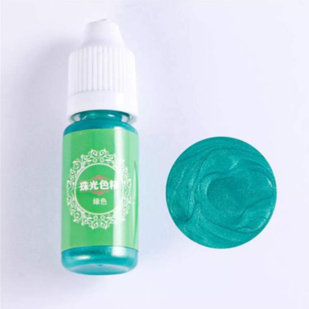 TuToy 10 mL Pearl Shimmer Pigment for UV Resin and Epoxy Glue, 24 Colors - Green