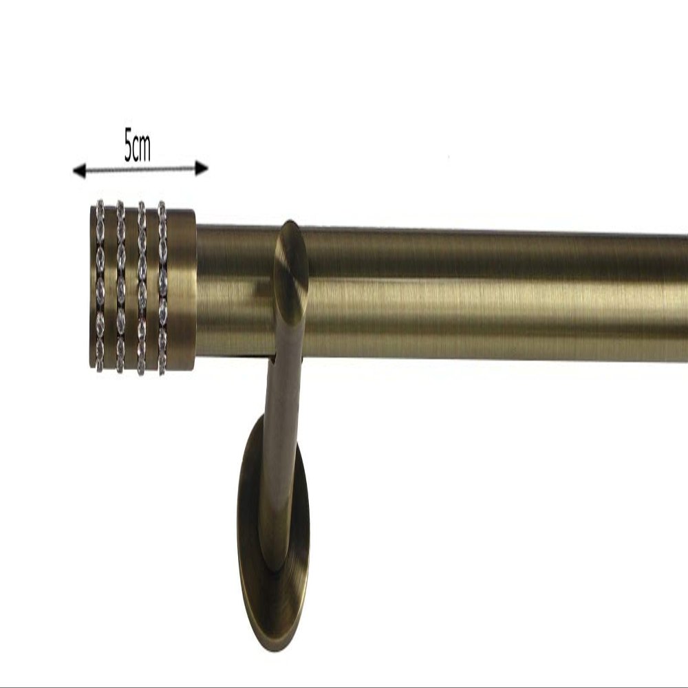 Sento 19 mm Metal Curtain Rod, Single Rod, Antique Brass, Modern Aida, 120 cm