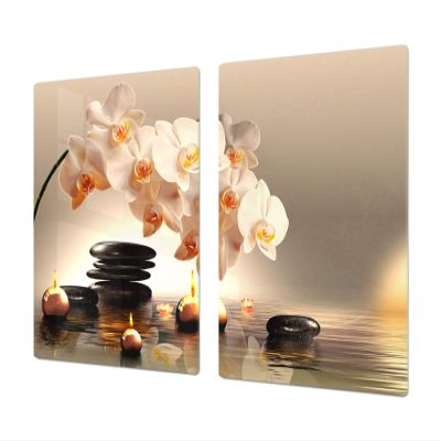Large Tempered Glass Cutting Board – SINGLE 80 x 52 cm or DOUBLE 2 x 40 x 52 cm, Flower Series DD06A