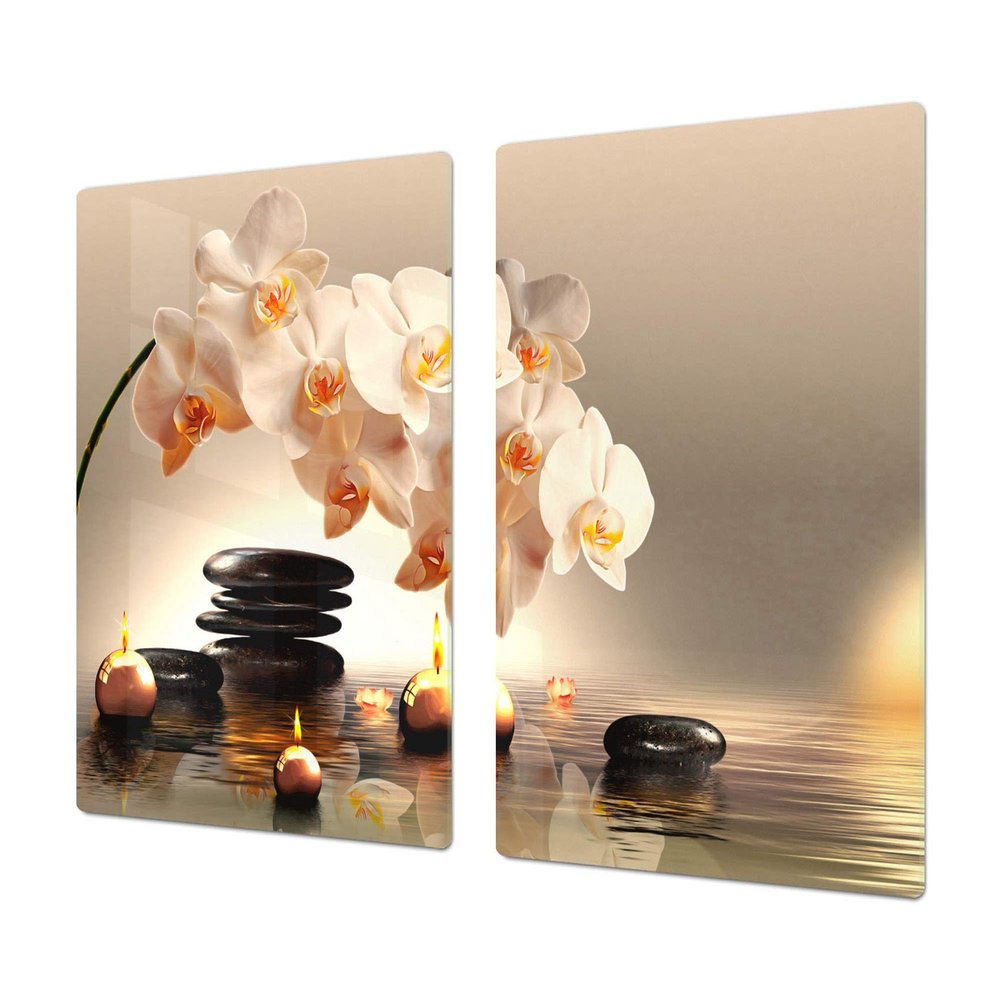 Large Tempered Glass Cutting Board – SINGLE 80 x 52 cm or DOUBLE 2 x 40 x 52 cm, Flower Series DD06A