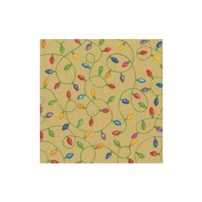 Caspari 14751C Paper Napkins, Christmas Lights, Gold, 20 Count