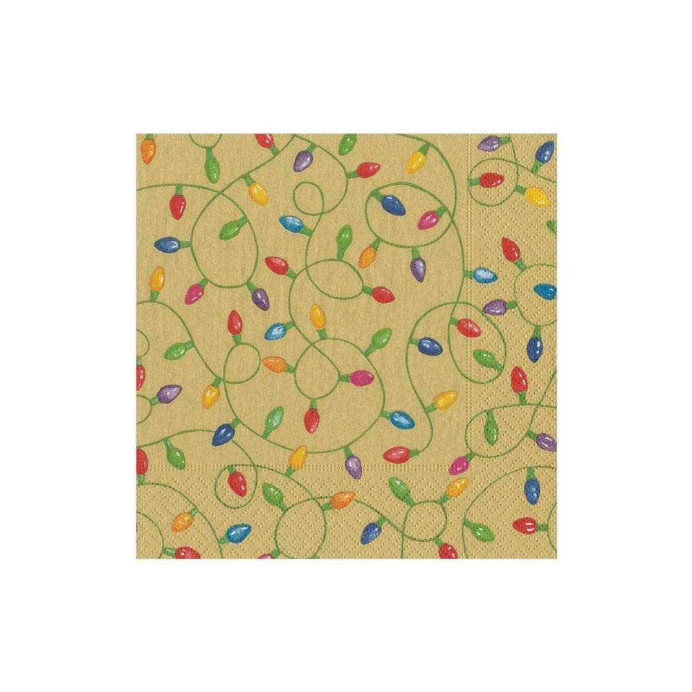 Caspari 14751C Paper Napkins, Christmas Lights, Gold, 20 Count