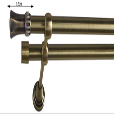 Sento 19/19 mm Metal Double Curtain Rod, Antique Brass, Classic Dana, 240 cm