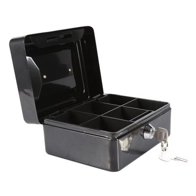 Small Portable Lockable Metal Cash Box with Key, 1 Piece, Black