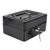 Small Portable Lockable Metal Cash Box with Key, 1 Piece, Black view 2