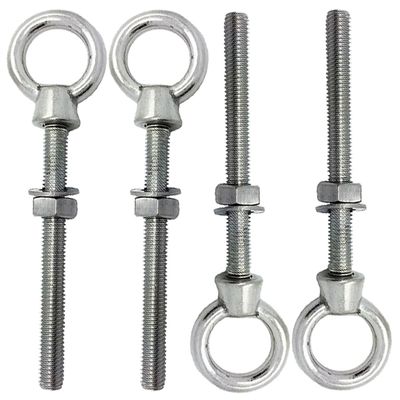 M6 Lifting Eye Bolts, Long Shank, Stainless Steel, 4-Pack