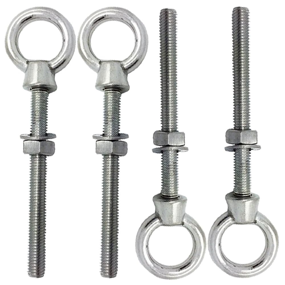 M6 Lifting Eye Bolts, Long Shank, Stainless Steel, 4-Pack