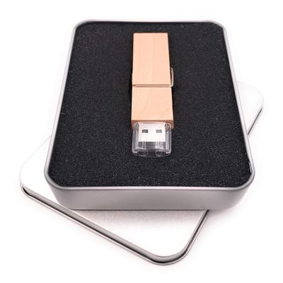 Onwomania Real Wood Clothespin USB Flash Drive in Aluminum Gift Box, 8 GB USB 3.0
